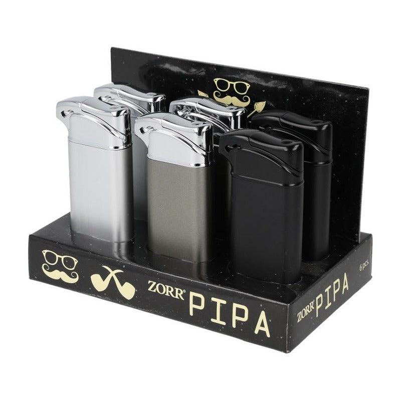 Zorr - Piezo Pijp Metal aansteker - Pipa - Display (6-stuks)