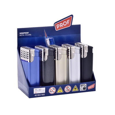 Prof - Turbo aansteker - Vogue Metal - Display (25-stuks)