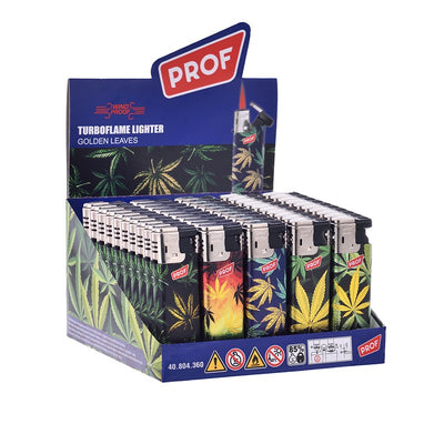 Prof - Turbo aansteker - Golden Leaves - Display (50-stuks)