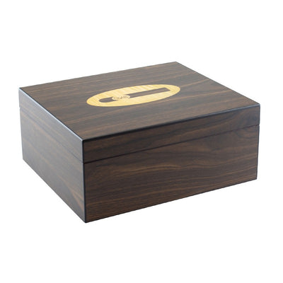 Bookwill Humidor - 35 Cigars - Walnut w/ Cigar Logo