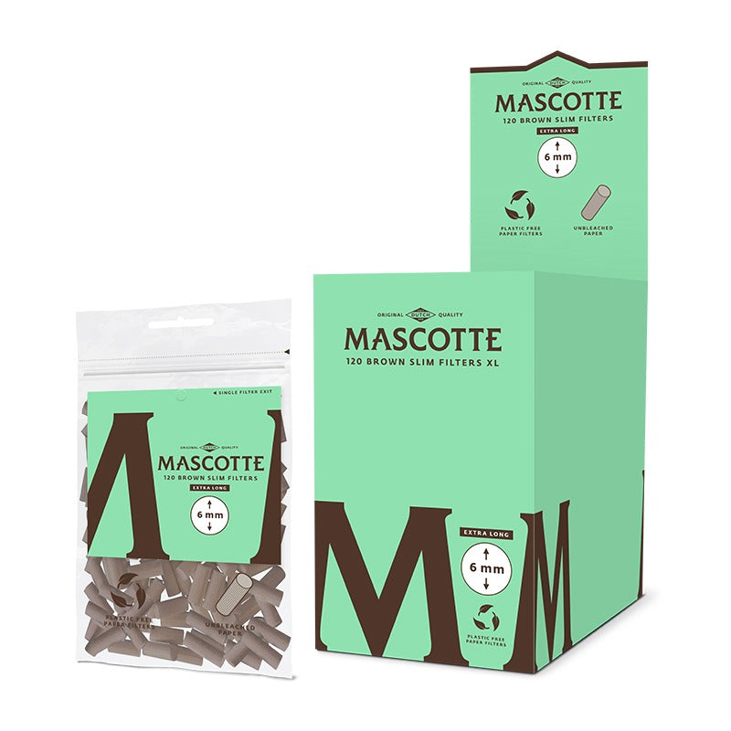 Mascotte - Brown XL Slim Paper Filters 120 - Display 20st.