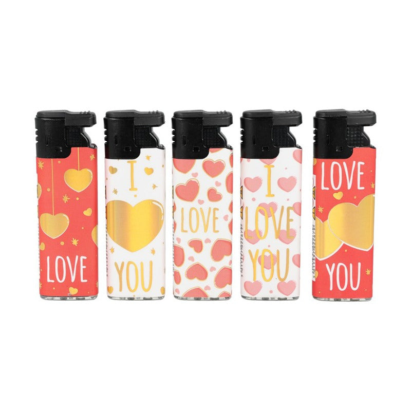 Lux - Turbo Wegwerp aansteker -  Gold Love Rubber - 50 st.
