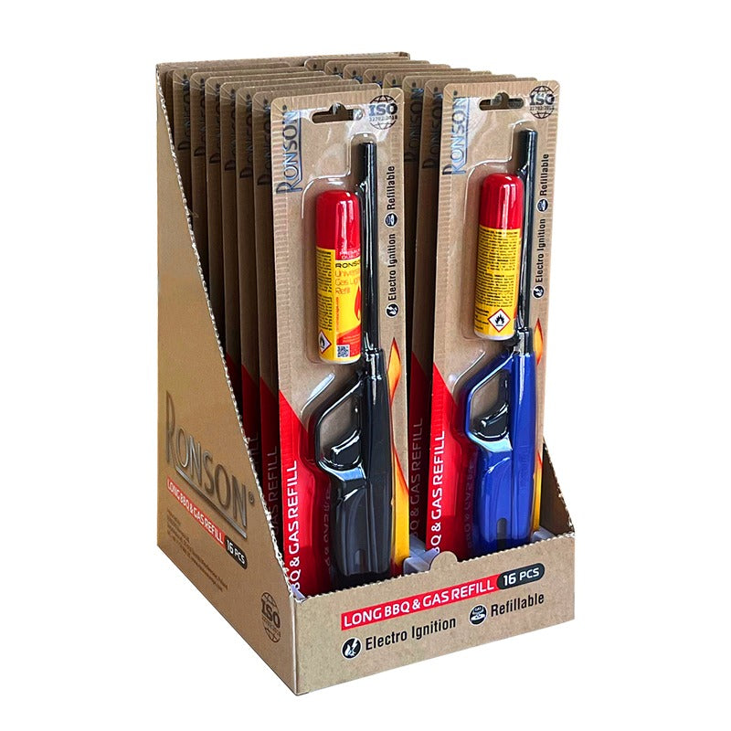 Ronson BBQ Aansteker + Gas Blister - Metallic Spray - 16 st.