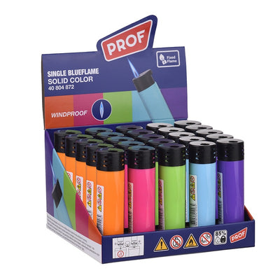Prof - Jetflame aansteker - Solid Color - Display 25 st.