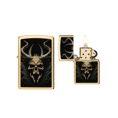 Zippo - Skull Design High Polish Brass