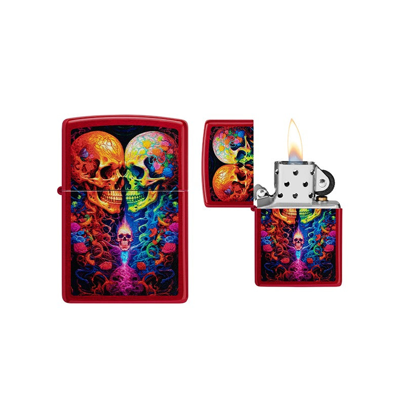 Zippo - Skulls Design Candy Apple Red