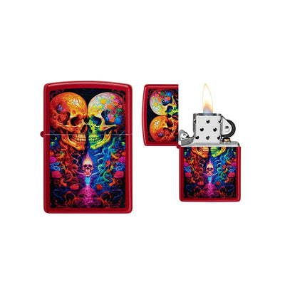 Zippo - Skulls Design Candy Apple Red