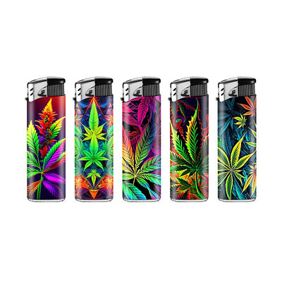 Lux - Wegwerp aansteker - Cannabis Leaves - Display 50 st
